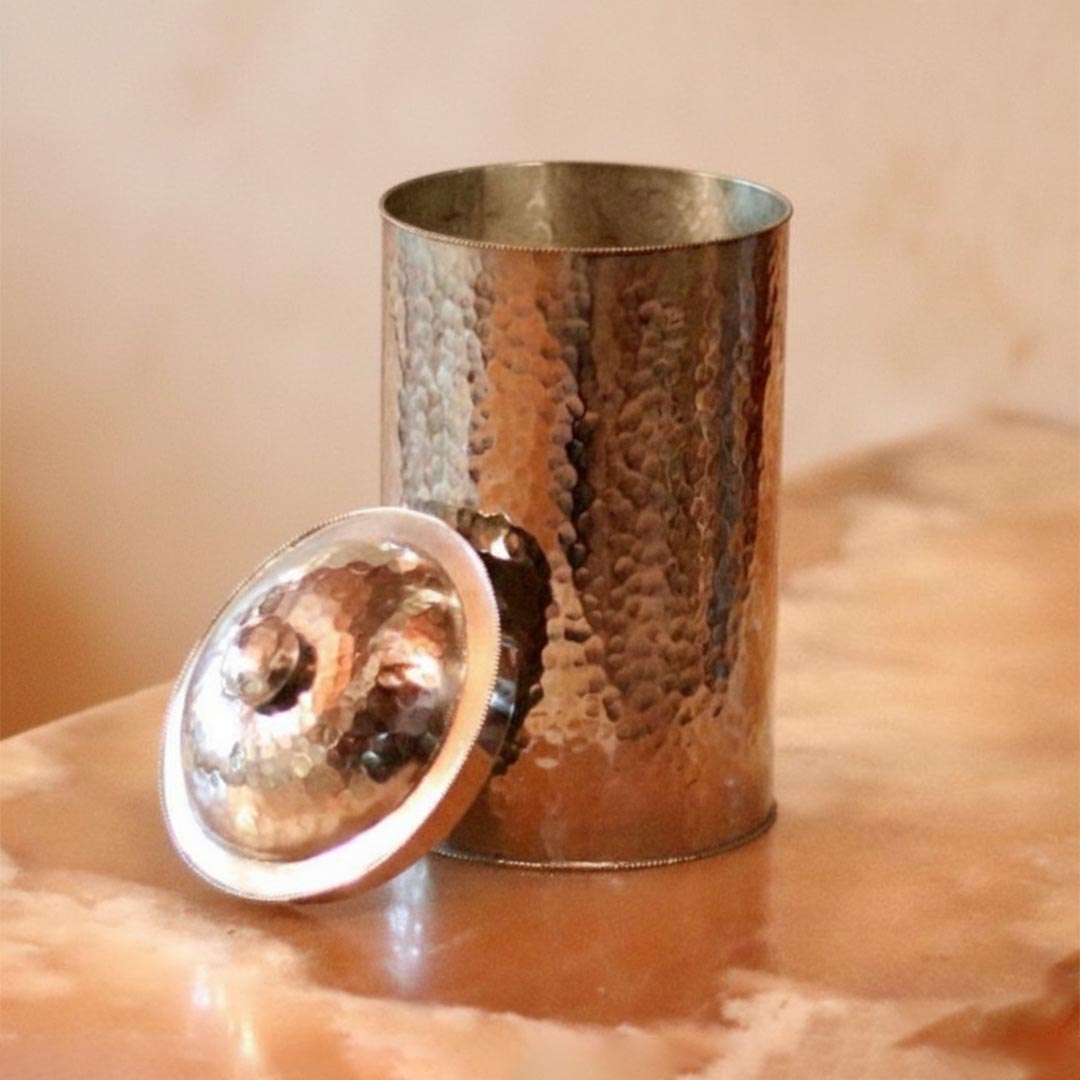 Handcrafted Moroccan hammered nickel silver candle holder