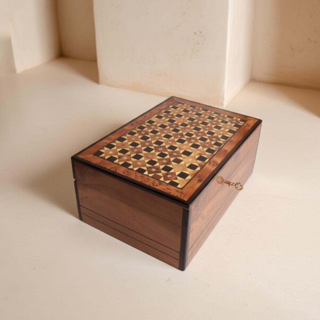 Handcrafted Moroccan Thuya Wood Jewelry Box